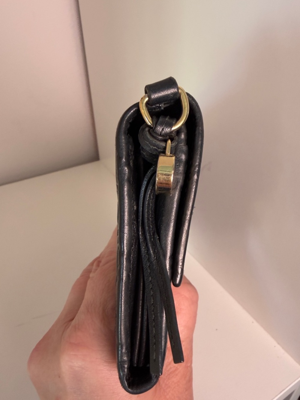Gucci Black Guccissima Leather Continental Wallet with unbranded Gold Chain - Picture 4 of 10